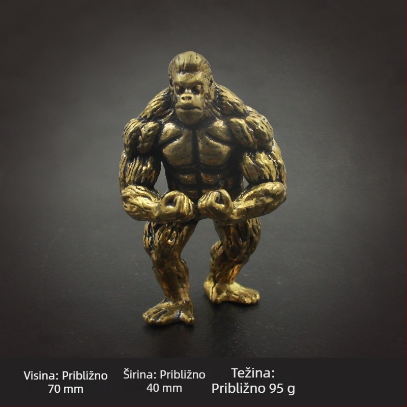 Nova mosazna orangutan skulptura – dekorativna figurica za hodnik, dnevni boravak i ured, stolni ukras, dar