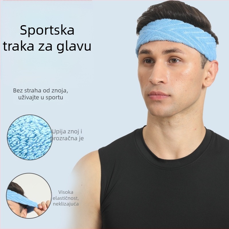 Traka za glavu od ručnika, upija znoj, prozračna, elastična, za trčanje, jogu, košarku i badminton