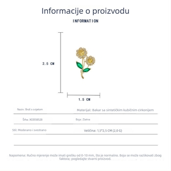 Proljetno–ljetna ekskluzivna mini cvjetna broš u korejskom stilu, Mori inspiracija, suncokret u stilu uljne slike