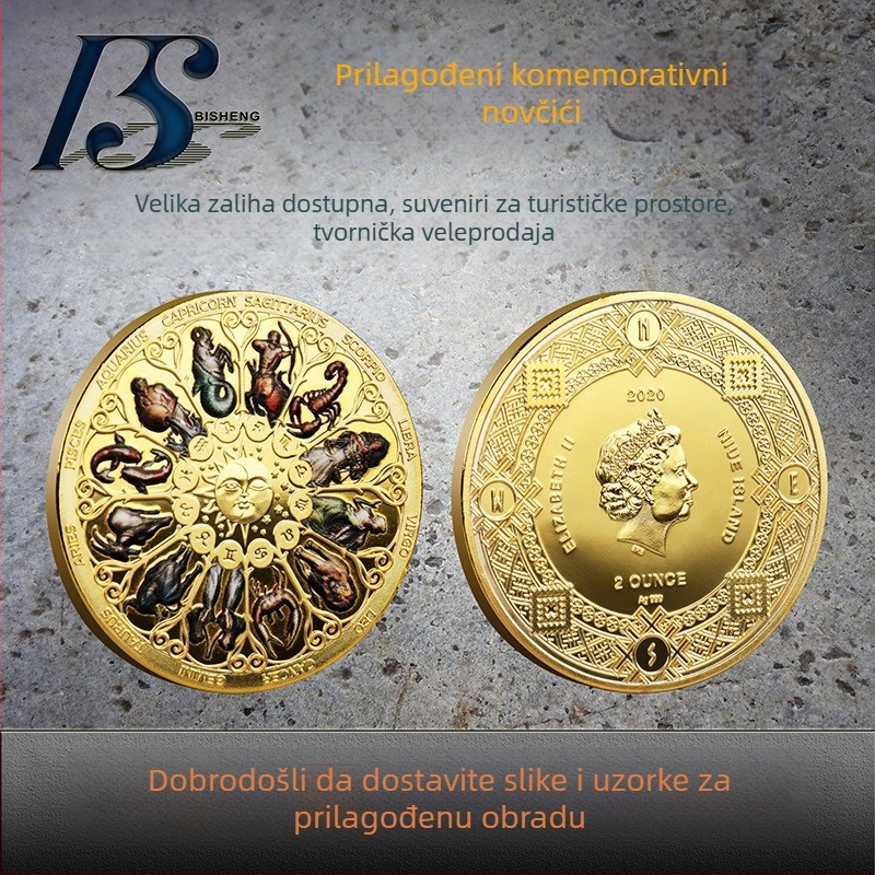 Dvanaest zviježđa zodijaka – šareni metalni medaljoni i ukrasi, darovni set, veleprodaja
