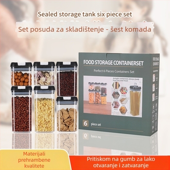 Prozirna kvadratna plastična posuda za pohranu žitarica s hermetičnim zatvaranjem