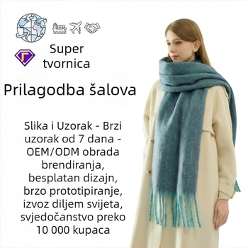 Ženski debeli jednobojni šal s dugim resicama, topao poliester zimski dodatak
