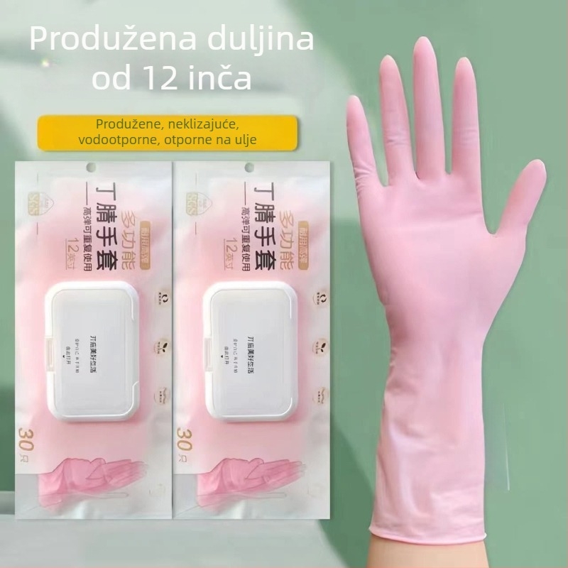 Jednokratne nitrilne rukavice za pranje posuđa i kućanske poslove, produžene duljine, vodootporne i protuklizne, prilagođene i izdržljive