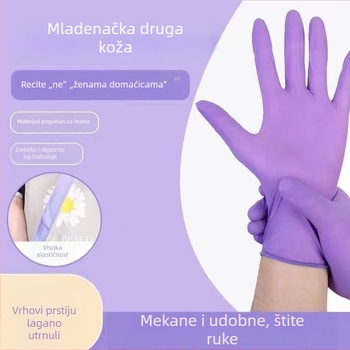 Jednokratne nitril rukavice s produženim rubom, prehrambene kvalitete, debele i izdržljive, protuklizne, vodootporne, za kuhinju i kućanske poslove