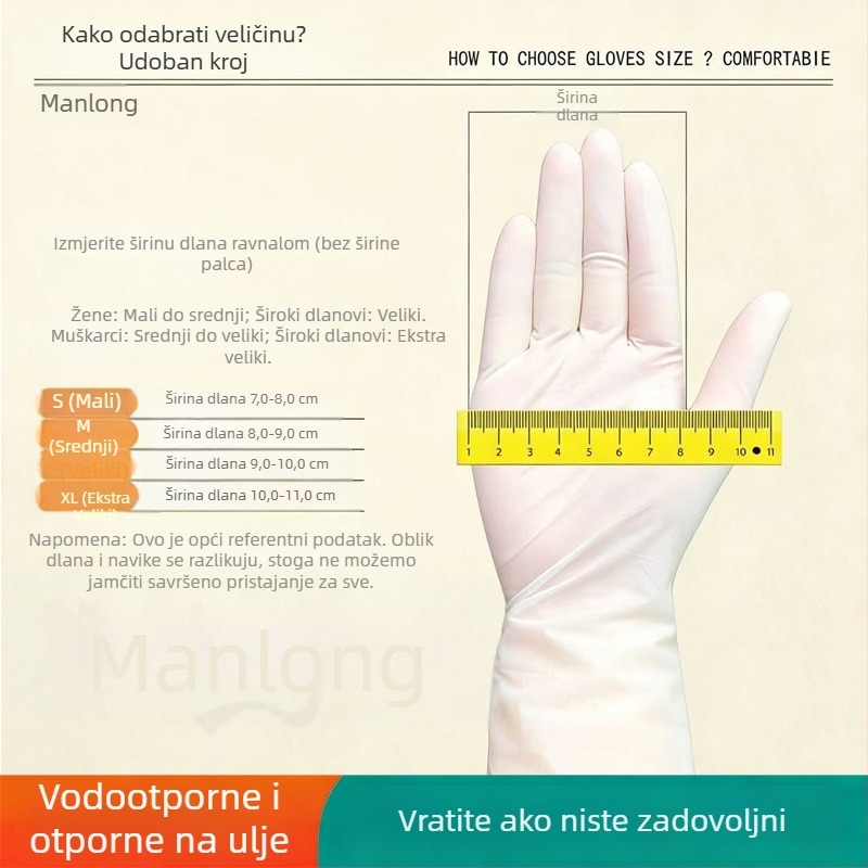 12-inčne nitrilne rukavice, produžene i otporne, prozirne, za kućanske poslove i kuhinju, otporne na ulje, kiseline i lužine.