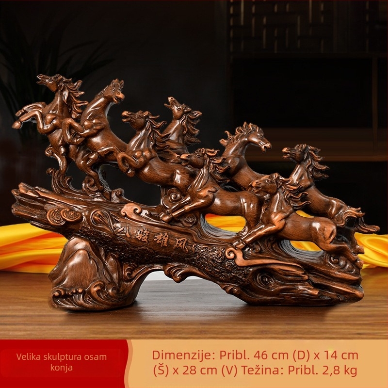Figura osam konja od smole, stolni dekor za ured, poklon za otvorenje i useljenje