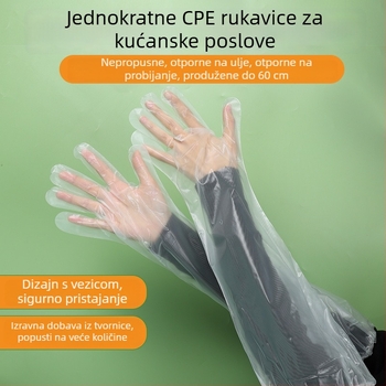 Jednokratne PE kućanske rukavice, vodootporne, duže, za jesen i zimu – pranje suđa, pranje odjeće i pranje povrća