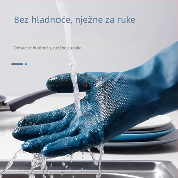 Rukavice za pranje posuđa s flis podstavom, vodootporne za kućnu upotrebu zimi, izdržljive za pranje posuđa i rublja, protuklizne, kuhinjske