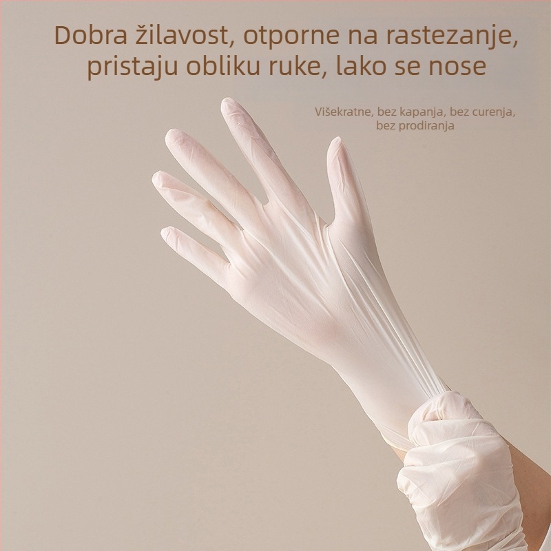 Jednokratne tanke latex rukavice za kuhinju – za miješenje tijesta, pranje povrća i kućanske poslove, protuklizne, izdržljive