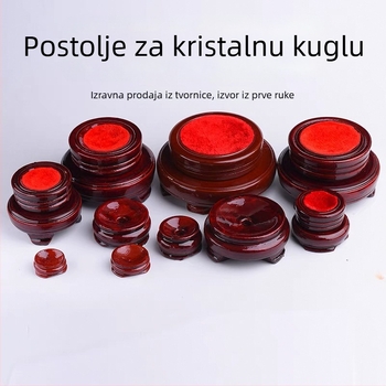 Okrugla rotirajuća kristalna kugla na drvenom postolju za kućnu i uredsku dekoraciju
