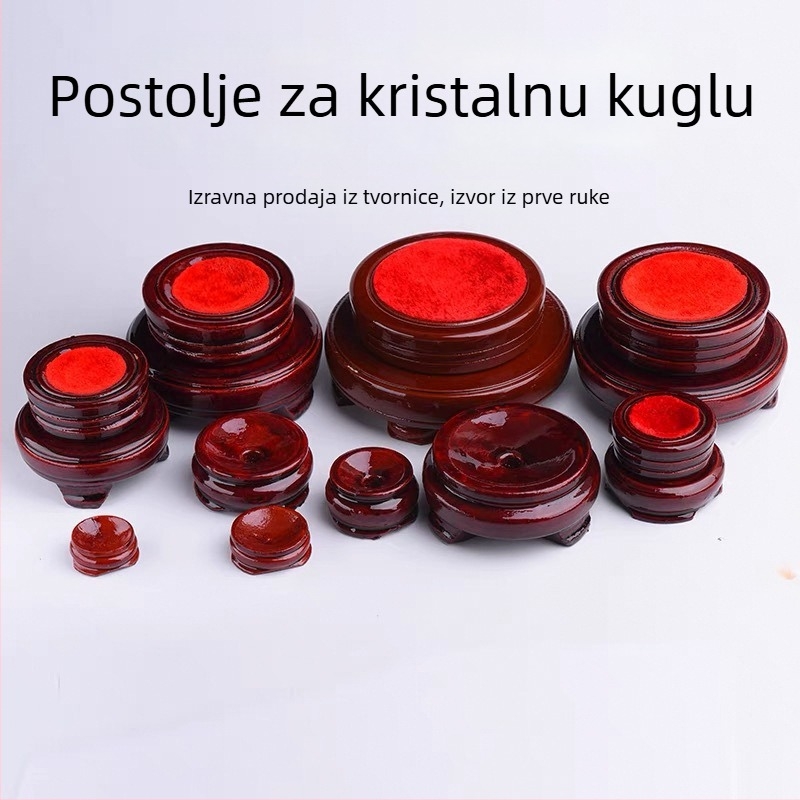 Okrugla rotirajuća kristalna kugla na drvenom postolju za kućnu i uredsku dekoraciju