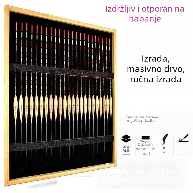 Drveni pano za prikaz ribolovnih plutova sa spužvastim odjeljkom – prilagodljiva izložbena kutija