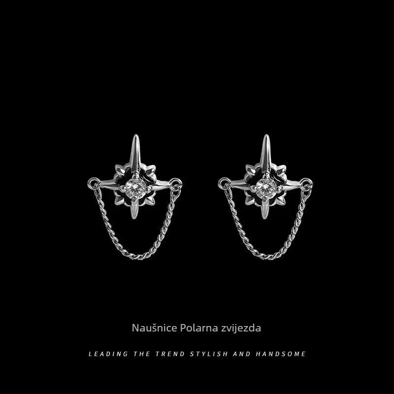 S999 srebra Polaris naušnice – unisex geometrijskog dizajna zvijezda