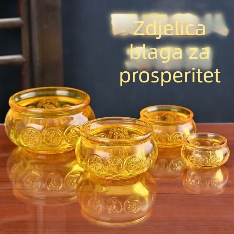 DIY kristalno staklena zdjela za prosperitet i sreću, dekor za ured i dnevni boravak, s citrinom