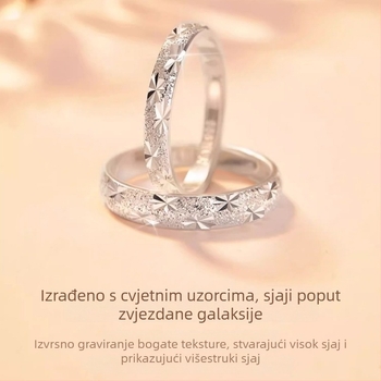 Prsten za par od srebra 999 – Noćno nebo pun zvijezda, lagani luksuz, nišni dizajn, poklon za Dan zaljubljenih