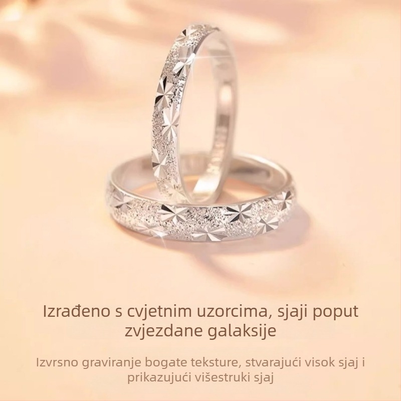 Prsten za par od srebra 999 – Noćno nebo pun zvijezda, lagani luksuz, nišni dizajn, poklon za Dan zaljubljenih