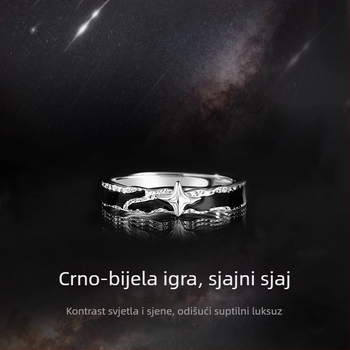 S925 srebrni muški prsten s noćnom zvijezdom, prilagodljiv, minimalistički dizajn, moderan dodatak za ruku