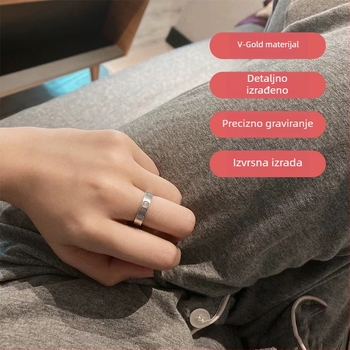 Prsten s vijčanim uzorkom od titan čelika s dijamantnom ugradom, unisex prsten za par od 18K zlata, nišni visoki stil