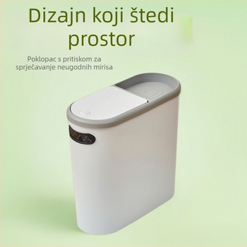 Tanak koš za otpad s pritisknim poklopcem, za kućnu upotrebu — kupaonica, dnevni boravak, kuhinja