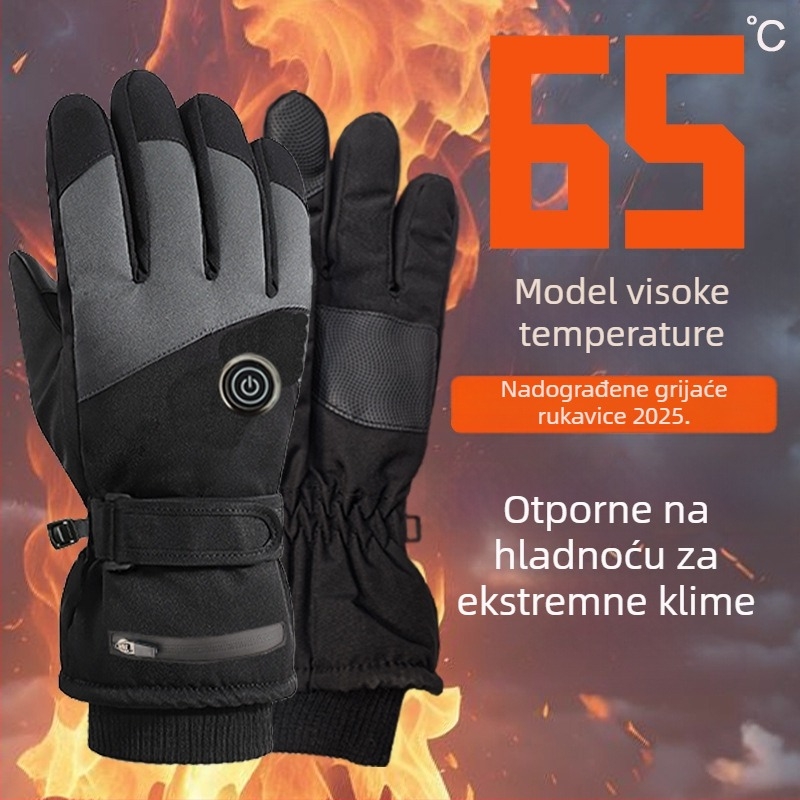 Rukavice s grijanjem s 7.4V litijskom baterijom za zimsku toplinu, kompatibilne s dodirnim zaslonom, za skijanje, vožnju motociklom i biciklizam