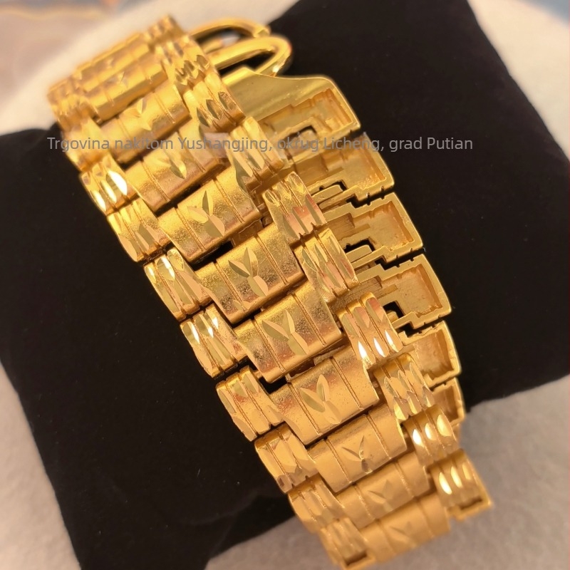 Muški pozlaćeni kaiš za sat od mesinga, tank lanac, vrhunski minimalistički i dojmljiv dizajn, zlatna nijansa