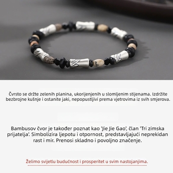 Muška narukvica s posrebrenim premazom, bambus segmenti, minimalistička i elegantna