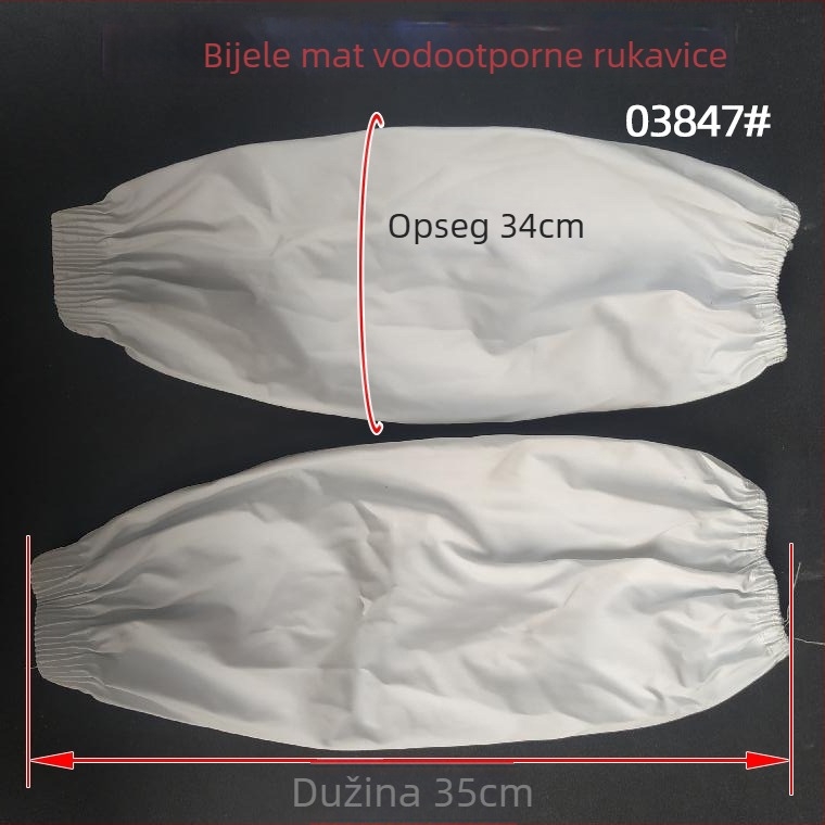 Bijeli matirani vodootporni rukavi za rukeve s elastičnim završecima; zaštitni radni rukavi otporni na ulje, otporni na prljavštinu; s proširenim kožnim rukavima