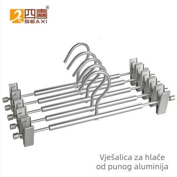 Stalak za hlače od aluminijske legure sa metalnim klipsama, protuklizni, bez tragova, za kućno sušenje