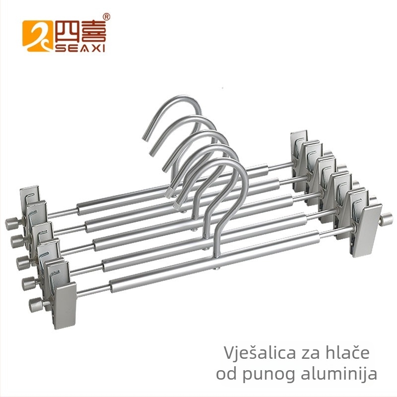 Stalak za hlače od aluminijske legure sa metalnim klipsama, protuklizni, bez tragova, za kućno sušenje