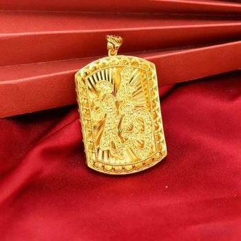 Viseći privjesak u pijesak-zlatnoj nijansi, etno vintage stil, unisex lanac