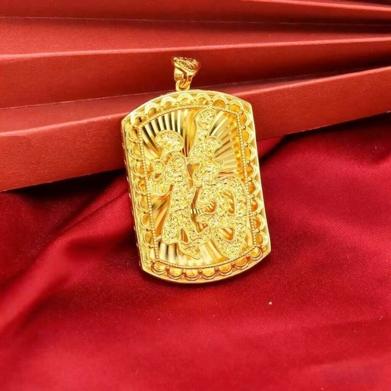 Viseći privjesak u pijesak-zlatnoj nijansi, etno vintage stil, unisex lanac