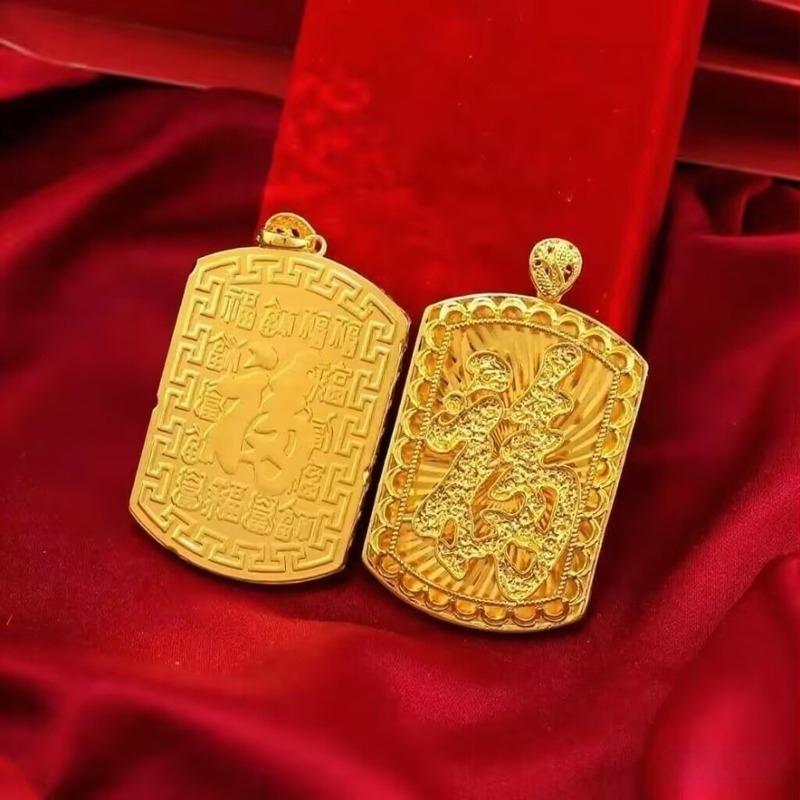 Viseći privjesak u pijesak-zlatnoj nijansi, etno vintage stil, unisex lanac