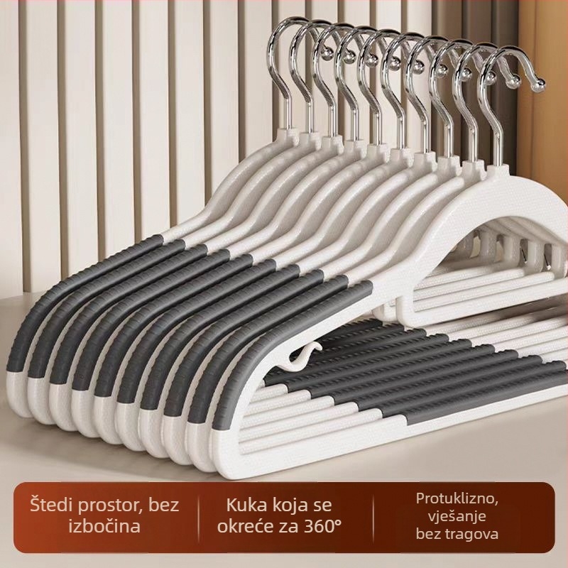 Set od 10 debelih antislip vješalica s dvostrukim kukicama za sušenje odjeće