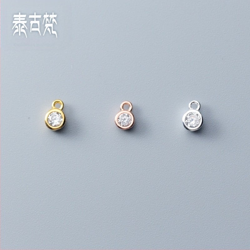 Privjesak od S925 srebra s jednim cirkonijom, pozlaćeni, minimalistički ženski privjesak, ručno izrađeni DIY nakit – Q0102