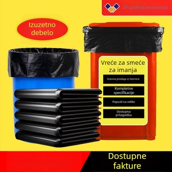 Velike debele crne vrećice za otpad s plosatim otvorom, HDPE, jednokratne, za održavanje nekretnina i catering, za masovnu uporabu