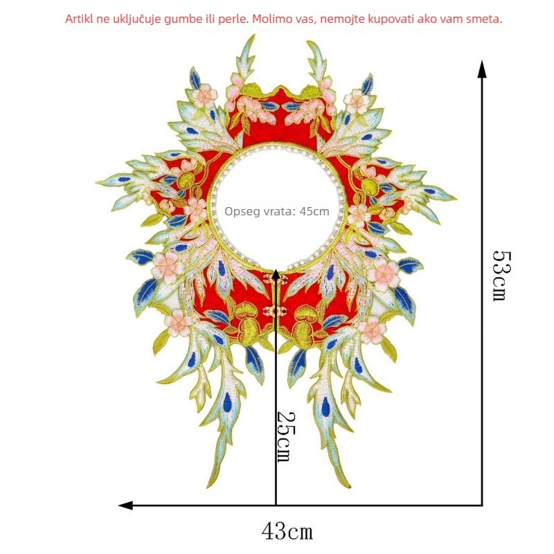Plavi šal Hanfu s 3D zlatom vezom, detalji ramena s motivom oblaka