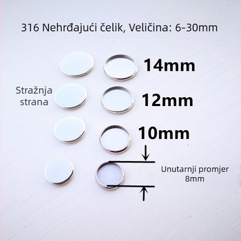316 nehrđajući čelik unutarnji krug 6–30 mm dodaci za ploču s kamenjem
