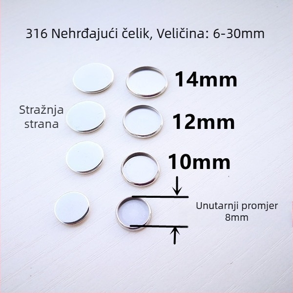 316 nehrđajući čelik unutarnji krug 6–30 mm dodaci za ploču s kamenjem