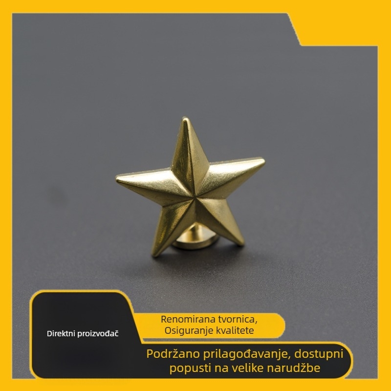 Mjedena trodimenzionalna petokraka zvjezdana dekorativna kopča – DIY dodatak