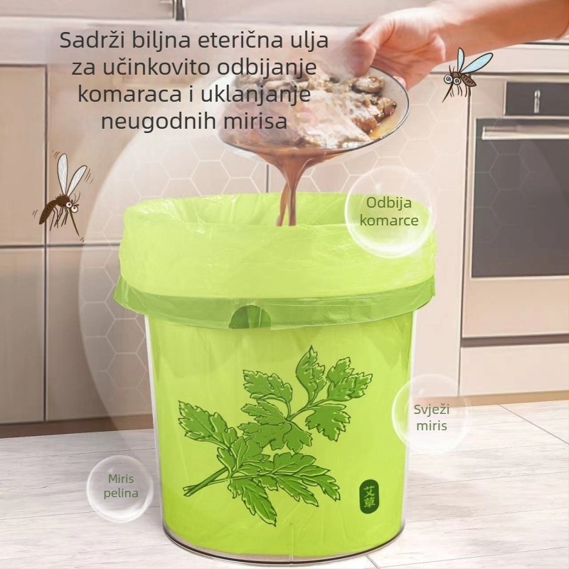 Kućna vrećica za otpad s repelentom protiv komaraca i uklanjanjem mirisa, debela, s vezom za zatvaranje, prijenosna, za dnevni boravak i kuhinju, automatsko zatvaranje
