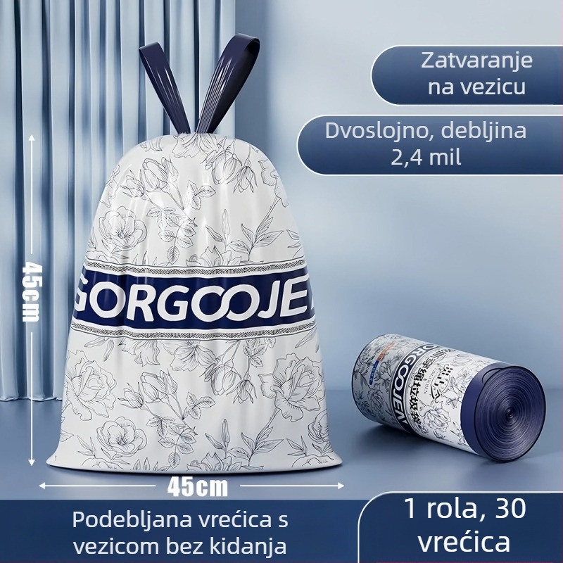 Aromatizirane vrećice za kuhinjski otpad sa šnuralom, ekstra debele, izvlačni dizajn, bez cepanja