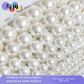 Perle od umjetnih bisera, 6–10 mm, s probijanom rupom, okrugle, labave za DIY nakit – ogrlice i narukvice