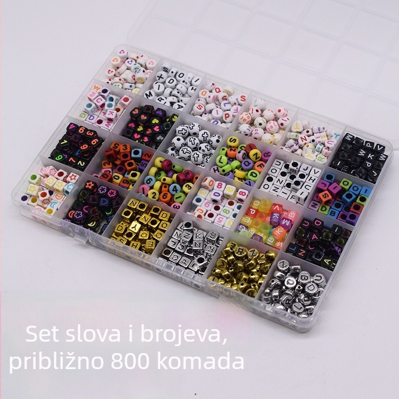 24 kutije perli s slovima, brojevima, osmijehima i srcima za ručno izradu nakita — narukvice i ogrlice