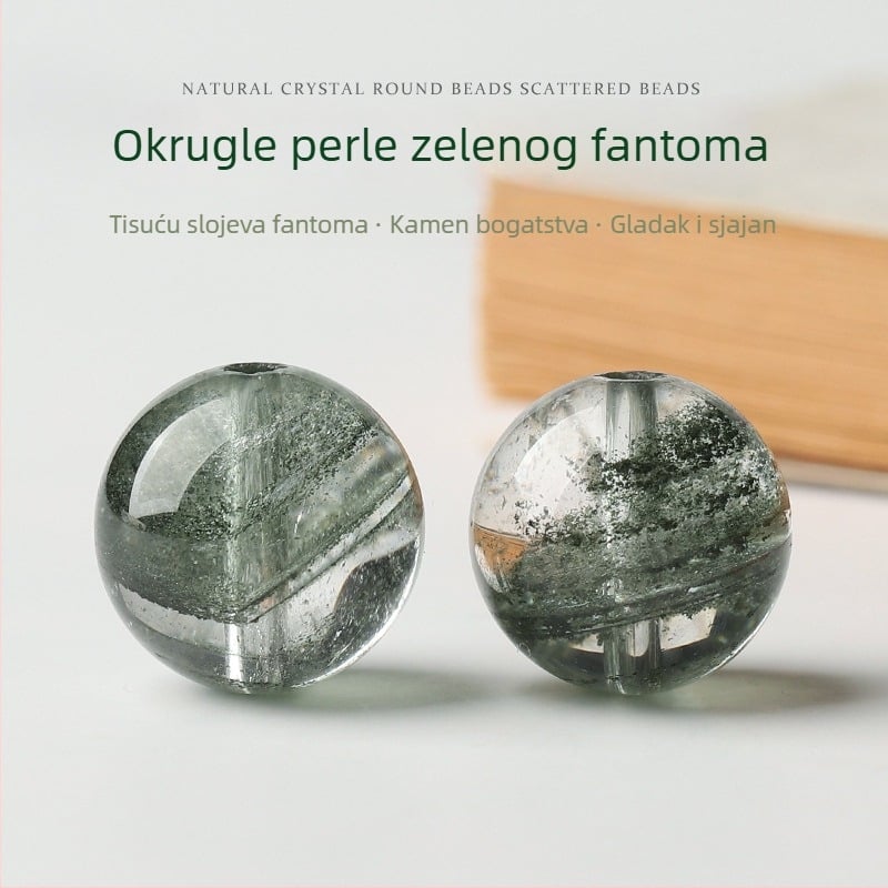 Prirodno zelene kristalne perle – set okruglih perli promjera 10 mm za DIY narukvicu, višeslojni zvjezdasti uzorak