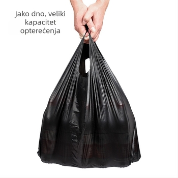 Velike, guste jednokratne crne vreće za otpad u stilu prsluka, za kućnu upotrebu, PE materijal, pakiranje 50 komada