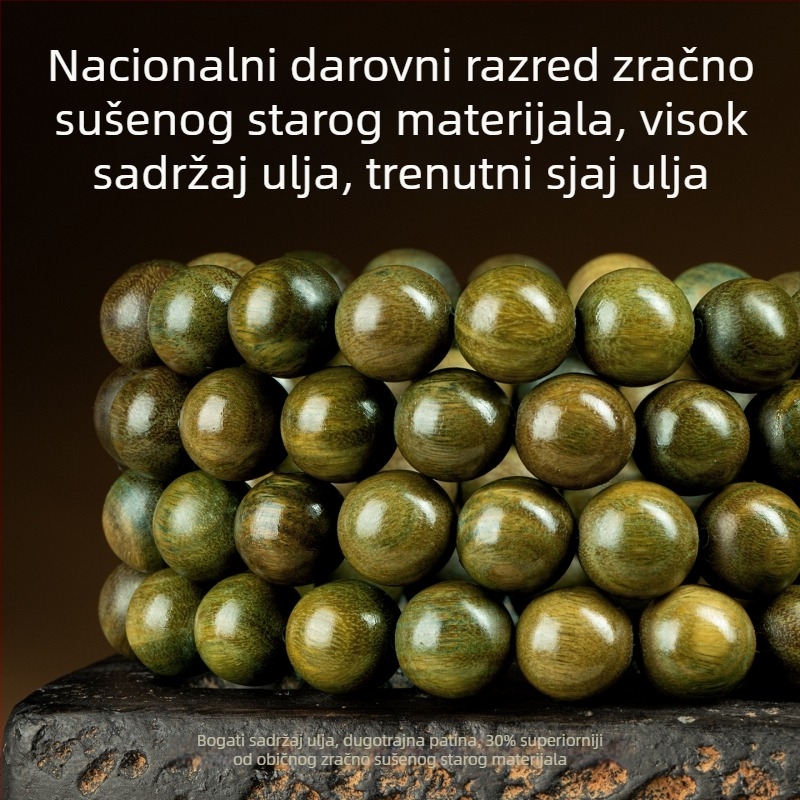 Prirodne zelene perle od sandalovine za DIY narukvicu, 8 mm, dodaci od sandalovine i agarwooda, budističke perle ružarija, 108 komada