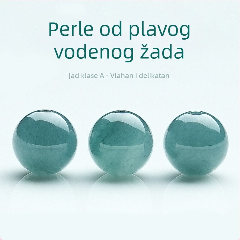 Plave vodene jade kuglice 6 mm, slobodne perle za DIY izradu nakita, jade kuglice s cvjetnim uzorkom za narukvice