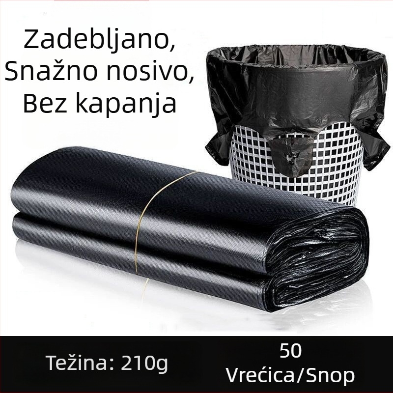 Crne debele jednokratne vreće za smeće, kućna upotreba, pakiranje 50 komada