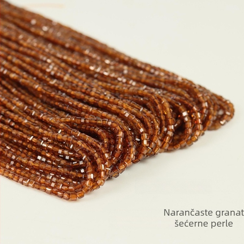 Prirodno narančaste granatne kubne perle, facettirane, DIY polugotove perle za ogrlicu, barokni stil