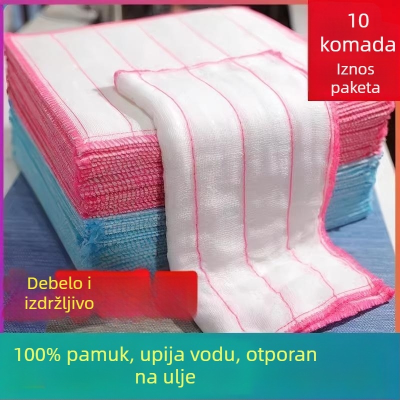 10 komada pamukovih gazastih krpa za kuhinju, upijajuće, deblje, bez dlačica, za pranje posuđa